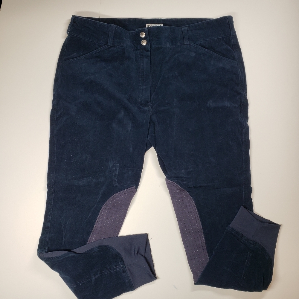 Dover Saddlery Navy Corduroy Breeches Riding Pants Size 34